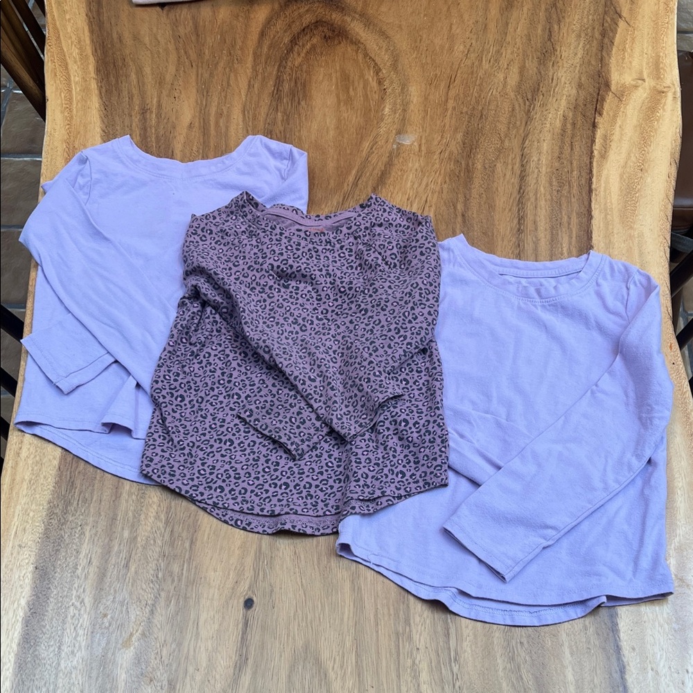 3/$15 Purple and Leopard Kids Long Sleeve Tops